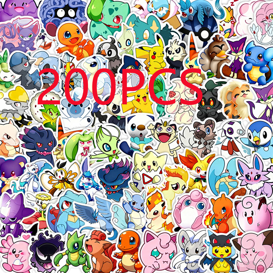 Laptop Accessories Kids - 100/200pcs Pokemon Anime Stickers Pikachu Kawaii