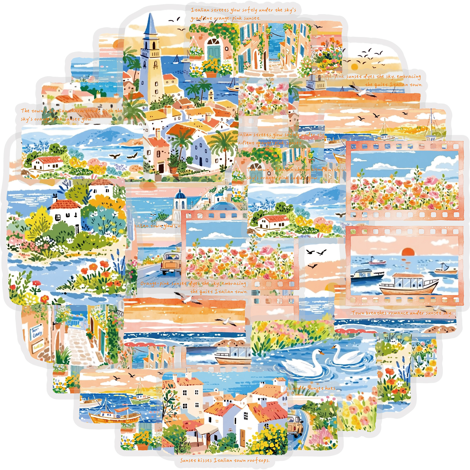Laptop Accessories Pouch - Etori Life Fresh Seaside Travel Stickers