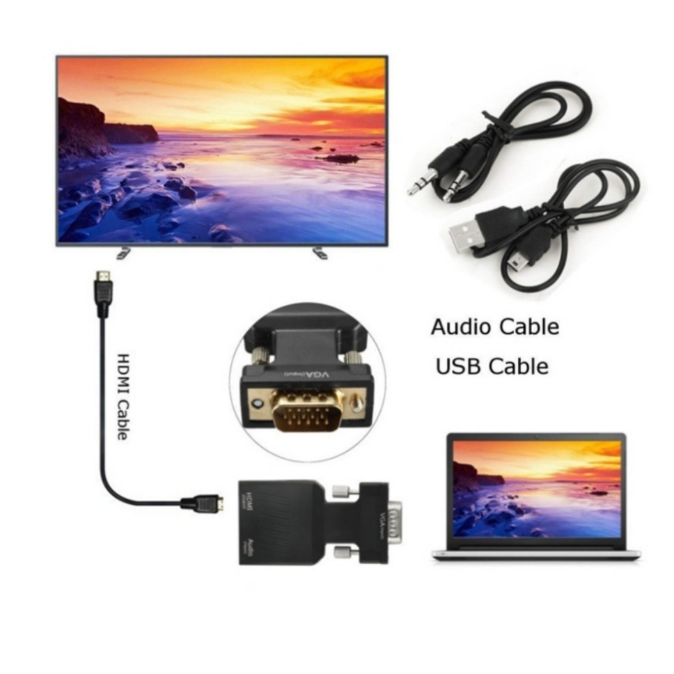 1080P VGA to HDMI Converter Wi - đánh giá và giá Hdmi Vga Adapter