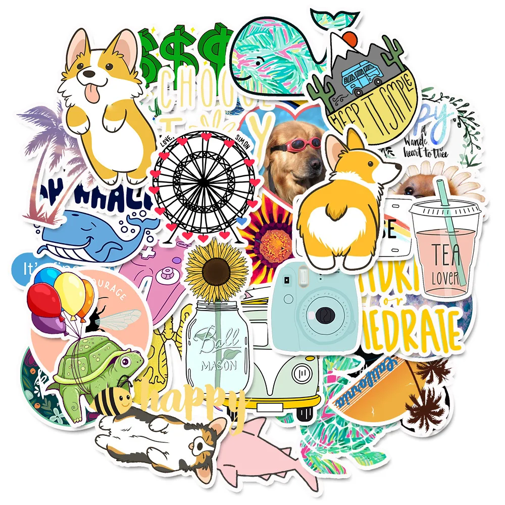 50PCS/Pack Cute Cartoon VSCO G - đánh giá và giá Laptop Accessories Kids