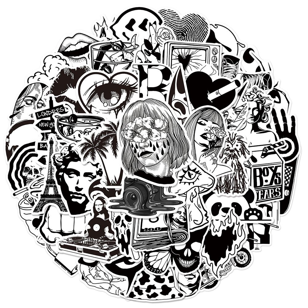 10/30/50pcs Cool Black and Whi - đánh giá và giá Laptop Accessories Kids