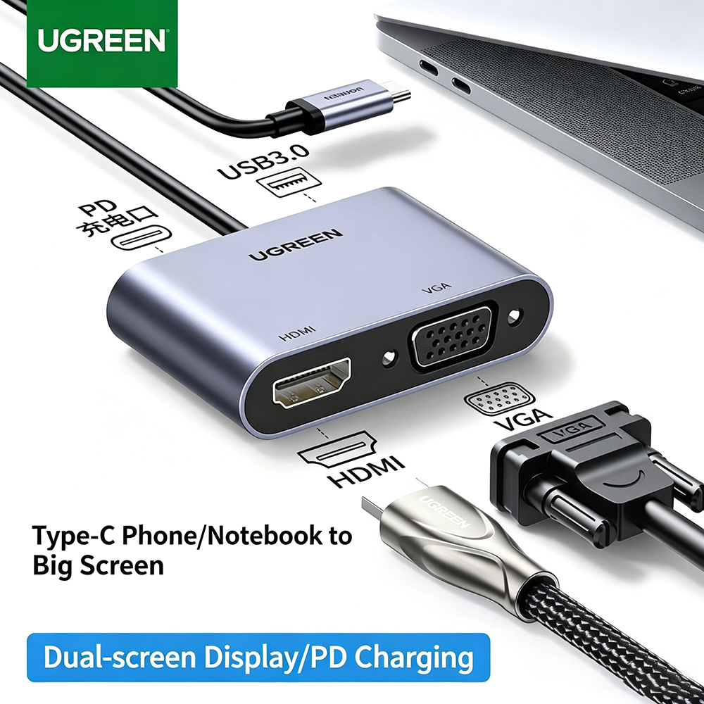 UGREEN USB C Hub Type-C to HDM - đánh giá và giá Hdmi Vga Adapter